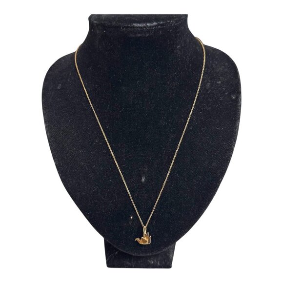 Vtg Dyadema Italy 925 Sterling Silver Gold Vermeil Origami Crane Bird Necklace - Picture 2 of 8
